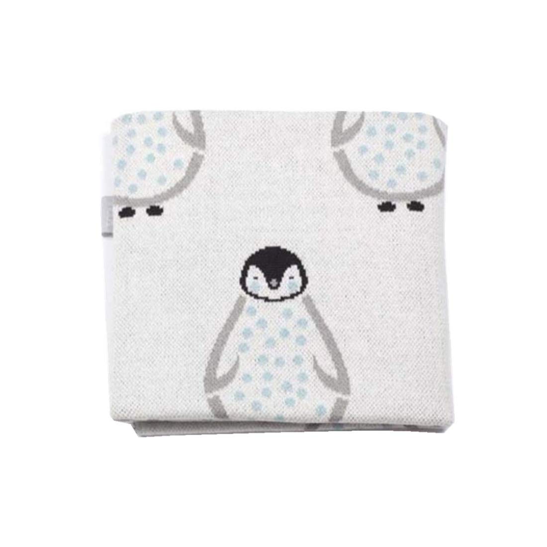 Strickdecke Babydecke Kuscheldecke, Odot Kinderwagen im Freien Kinderdecke Krabbeldecke Perfekt für Mädchen und Jungen Babys (90x110cm,Pinguin)