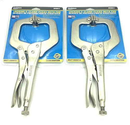 BRUFER 2013444 Locking C-Clamp 11"-inch Pliers with Swivel Pads - Set of 2 Clamp Pliers