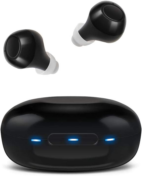 Upgrade Rechargeable Hearing Sound Amplifiers Aids with USB Portable Charging Case in The Ear Hearing Assist,Looks Like Earbuds,Black
