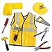 TopTie Engineer Worker Role Play Costumes Set with Tools, 3-8 Years-Yellow-S