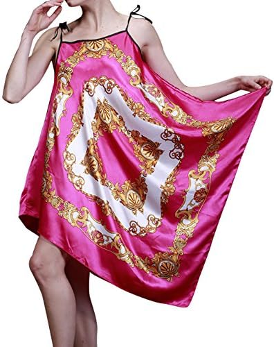 Columbustore Women's Sexy BOHO Strap Long Nightgown Sleepwear Dress Rose Red