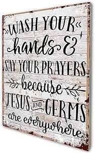 Funny Bathroom Quote, Wash Your Hands and Say Your Prayers Sign Retro Farmhouse Wood Wall Art Decor Gift Idea for Friend Family Office/Home Bathroom