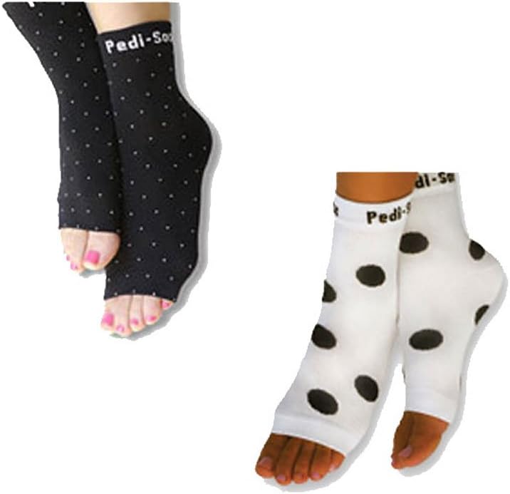 PEDI SOX Tuxedo Black & Black and White Polka Dot 2 pair