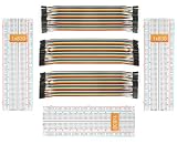 DEYUE 3 Set Standard Jumper Wires Plus 3 Set of Solderless Prototype Breadboard 830 tie Points Breadboard | 3 Set of M/F, M/M, F/F - Each 40pin Electronic Jumpers Wire
