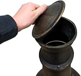 Monster Shop Cast Iron Chiminea Bronze Outdoor Heater with Cover & Rack view 4