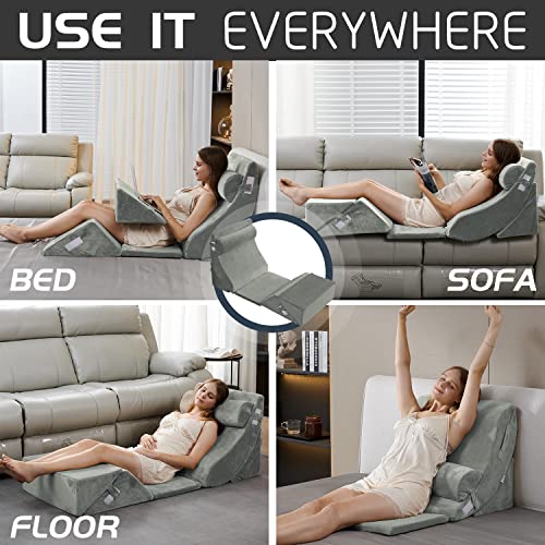Qirroboni 6PCS Orthopedic Bed Wedge Pillow Set, Adjustable Pillows for