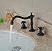 Rozin Widespread 3 Holes Bathroom Sink Faucet Dual Cross Knobs Mixer Tap Oil Rubbed Bronze