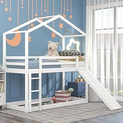 BIADNBZ Twin Over Twin House Bunk Bed with