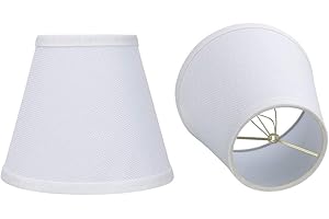 ALUCSET Double White Small Lamp Shade Clip On Bulb Set of 2 for Candelabra Bulbs, Barrel Fabric Lampshade for Table Chandelier Wall Lamp 4x7x6 Inch, 2Pcs Pack (White)