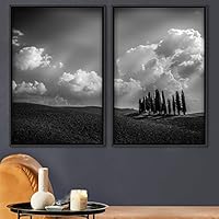 2 Piece Framed Canvas Wall Art Misty Forest Canvas Prints Home Artwork Decoration for Living Room,Bedroom - 16