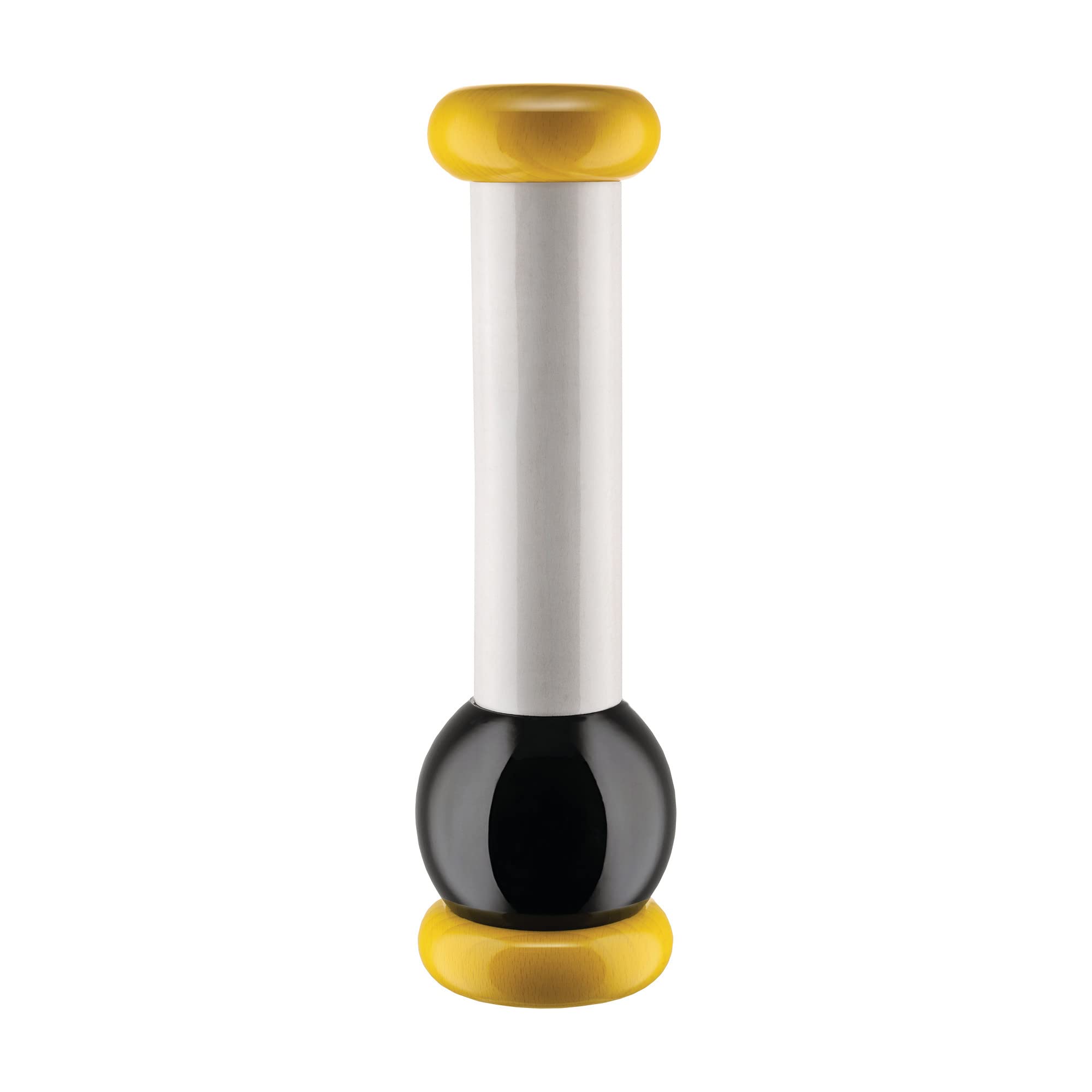 Alessi Totem Domestici MP0210 1 - Design Salt, Pepper and Spice Mill in Beech, Yellow, Black and White Wood