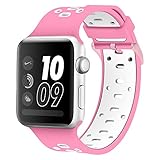 Band for Apple Watch 38mm, Alritz Silicone Sport Straps Replacement Wristband Bracelet for Apple Watch Series 3/Series 2/Series 1/Nike+, Free Protective Case Included (Bright Pink)