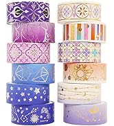 YUBBAEX Washi Tape Set Goldene Foliendruck Masking Tape Dekoratives Klebeband für Scrapbooking, Bullet Tagebuch, Planer, Geschenkverpackung, Urlaubsdekoration (Fromantisch 18 Rollen