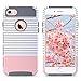 ULAK iPhone 7 Case, Colorful Series Slim Hybrid Scratch Resistant Hard Back Cover Shock Absorbent TPU Bumper Case for Apple iPhone 7 4.7 inch - Rose Gold Stripes/Grey
