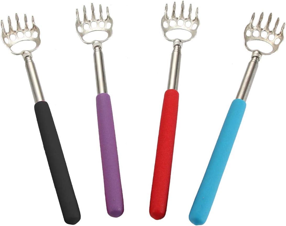 (4-Pack) Plazuria Portable Extendable Telescopic Bear Claws Metal Back Scratchers/Hand Massager/Backslap with Rubber Handles: Health & Personal Care