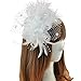 Coolr Fascinators Hair Clip Headband Feather Flower Veil Wedding Headwear Bridal 1920s Headpiece, A White, One Size
