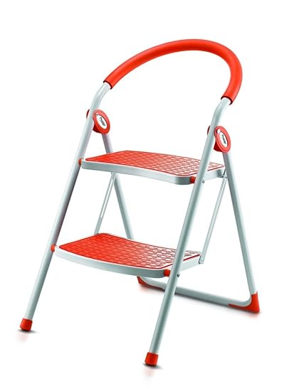 Prestige Step-On Steel Ladder (White and Orange)