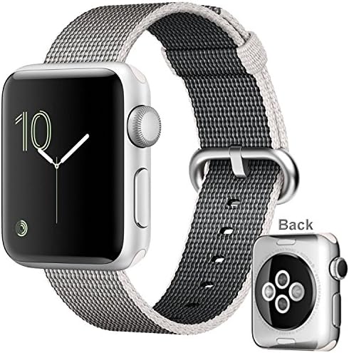 Apple Watch Series 2, 42mm Silver Aluminum Chassis with Ion-X Glass + Pearl Woven Nylon Band