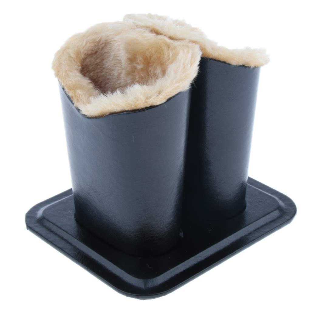 Fenteer Anti-Scratch PU Leather Double Head Upright Desktop Case Plush Eyeglasses Holder Stand Pen Holder for Desk, Nightstand, End Table