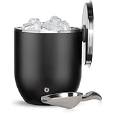 Snowfox Plus, Premium Vacuum Insulated Stainless Steel Ice Bucket with Lid/Scoop,Home Bar Accessories,Elegant Bartending Ice Buckets for Parties,Beautiful Outdoor Entertaining Supplies,3L,Matte Black