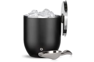 SNOWFOX Plus, Premium Vacuum Insulated Stainless Steel Ice Bucket with Lid/Scoop,Home Bar Accessories,Elegant Bartending Ice Buckets for Parties,Beautiful Outdoor Entertaining Supplies,3L,Matte Black