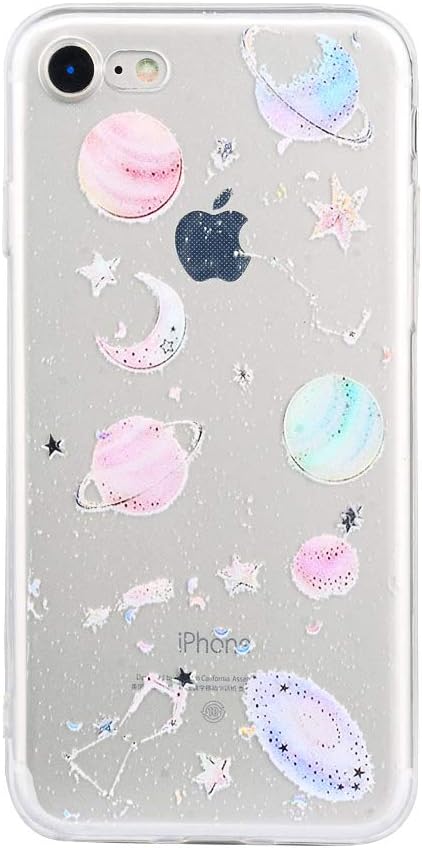 TNCY iPhone 7 Case,iPhone 8 Case, Galaxy Planet Design Clear TPU Soft Slim Flexible Silicone Cover Space Phone case iPhone 7 iPhone 8