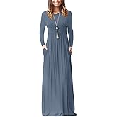EUOVMY Women's Long Sleeve Loose Maxi Dresses Casual Long Dresses with Pockets
