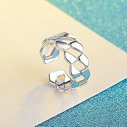 Handmade Hammered Wide Silver Ring for Women Boho
