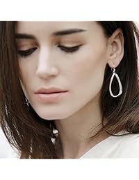 Aretes SILVERAGE trenzados de plata fina trenzados con aretes colgantes ovalados y redondos en forma de lágrima para mujeres.