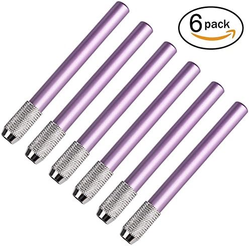 FISHBERG Pack of 6 Art Writing Drawing Pencil Lengthener Holder Extender Aluminium (Purple)