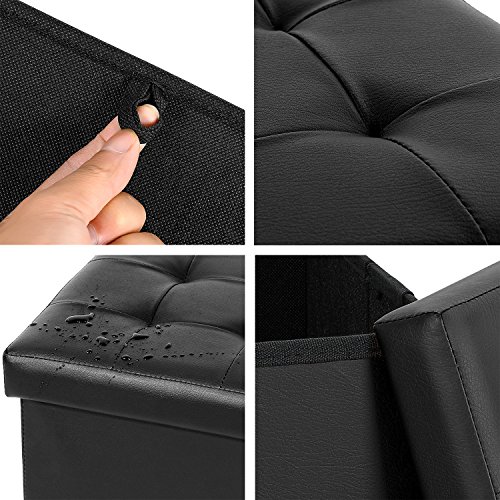 image for B FSOBEIIALEO Storage Ottoman Small Cube Footrest Stool Seat Faux Leat