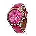 FAPIZI Women Quartz Watch}✿Fashion/Geneva Roman Numerals{Faux Leather}Analog Quartz/Ladies Wrist Watch (Hot Pink)