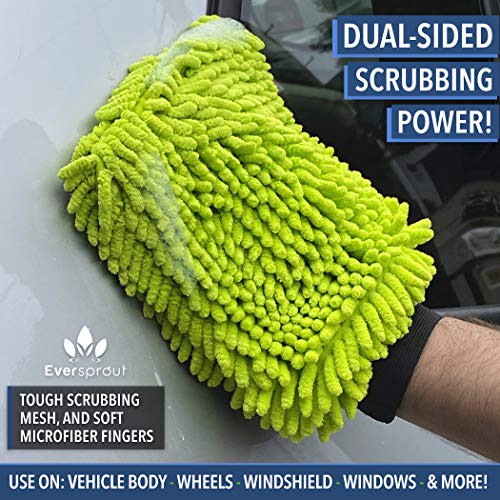 EVERSPROUT DualSided Car Wash Mitts (2Pack) NeverScratch, Ultra