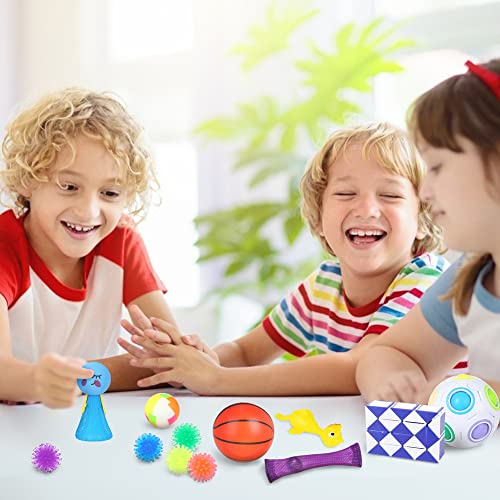 LOVESTOWN Fidget Toys, 24 Pcs Sensory Fidgets Toy Pack, Stress Anxiety Relief Autism Tool Girl Boy Autistic Toddlers ADHD Pop Bundle Squeeze Fidgets Box Set for Kids Adults Prizes Party Favors Gift