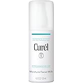 Curel Japanese Skin Care Moisture Facial Milk Moisturizer, Daily Face Lotion for Dry Sensitive Skin, pH Balanced, Unscented Advanced Ceramide Care Face Cream without Drying Alcohols, 4 Oz