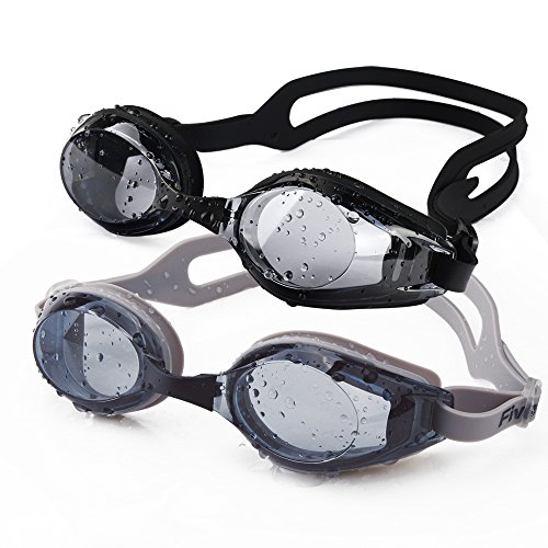 FiveBox 2-pack Adult Waterproof Anti-shatter Uv Protection Swim Goggles for Men Women,Watertight Swimming Glass for Indoor and Open Water Swimming with Glass Case