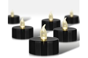 Tappovaly Black Tea Lights Candles Battery Operated, 24 Pack Electric Flameless Votive Candles Long Lasting 200 Hours, LED Flickering Tealight Candle for Halloween Holiday Party Home Decoration