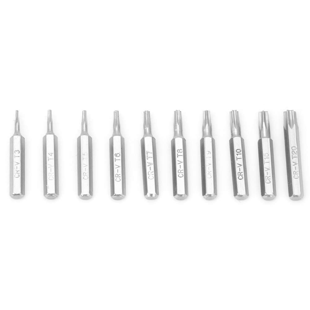 10PCS 4mm Hex Shank Screwdriver Bits Set T3 T4 T5 T6 T7 T8 T9 T10 T15 T20 Precision Cross Recessed Bits for Electronics Repair, Laptop Repair, Phone Repair & Tablet Repair