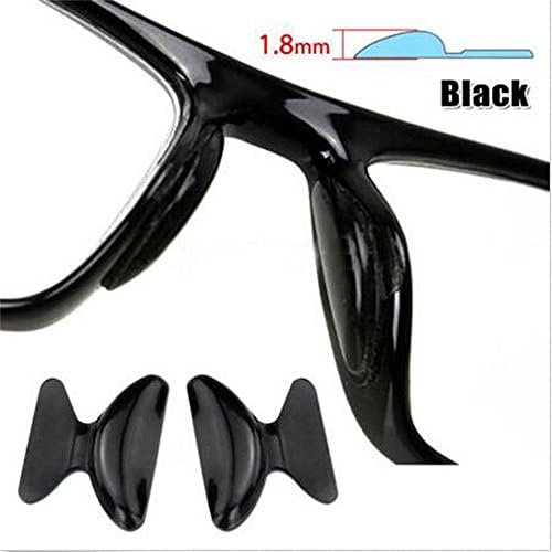 Hylloje 10Pairs Eyeglass Sunglass Glasses Spectacles Anti-Slip Silicone Soft Stick On Nose Pads (1.8mm, Black)