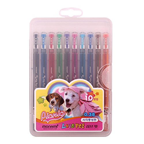 Monami Love Pets Ballpoint Pen 0.38 Mm Square 10 Pens