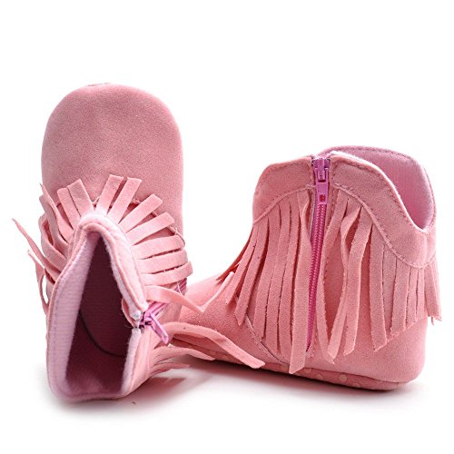 Estamico Baby Girls Cowboy Tassel Boots Pink US 4