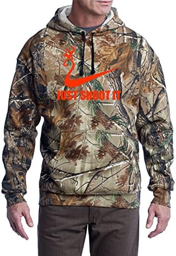 Men's Deer Hunting Camo Hoodie Sweatshirt Just Shoot It Camouflage $30 Sale! (X Large, Camouflage)