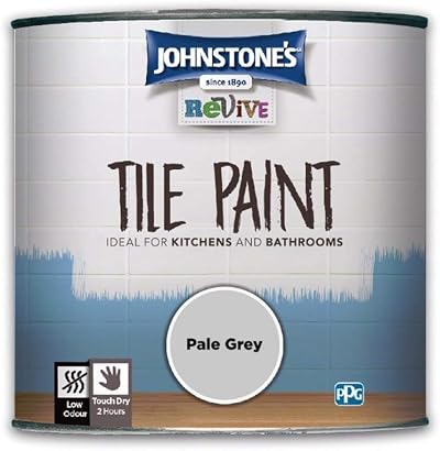 Johnstone's Revive Tile Paint Pale Grey 750 ml Gloss Finish Upcycling