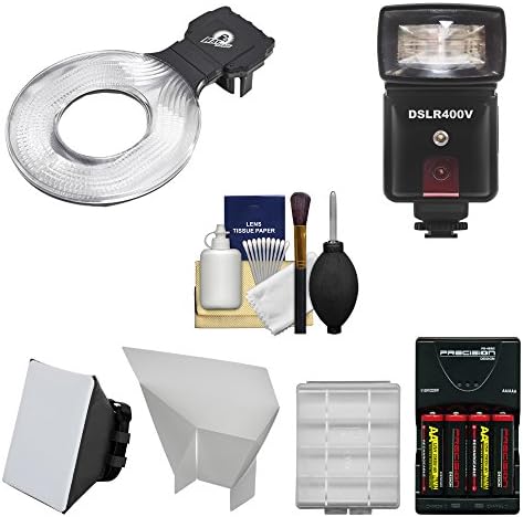 Ray Flash Universal Ring Flash Adapter (Large) with Flash + Batteries &amp; Charger &amp; Acccessory Kit