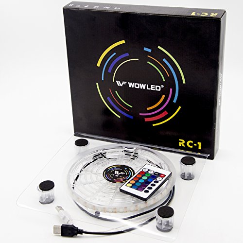 WOWLED USB RGB LED PC Cooling Fan Pad Stand with IR Remote Wireless Controller for PS4