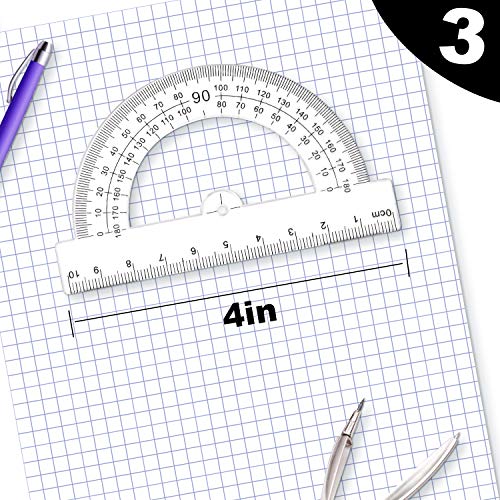 Yizerel 3 Pack Protractor Set, Professional & Precision Plastic Clear Protractors for School Supplies, Office Supplies, Geometry, Math, Drafting, Drawing, Measuring (Pack of 3)