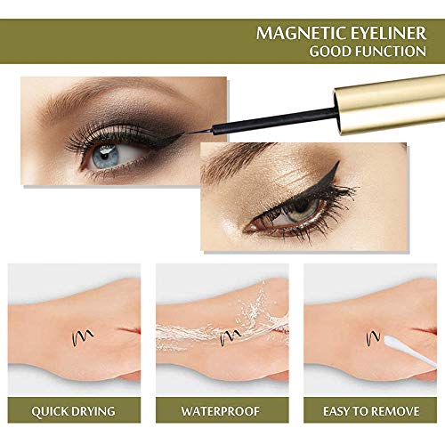 Magnetic Eyeliner and Magnetic Eyelash Kit, No Glue Reusable Silk False Lashes, Magnetic Eyelash Kit With Mirror and Tweezers