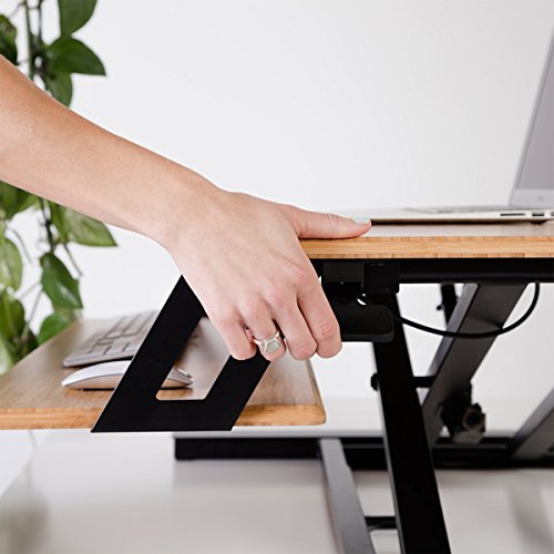 Fully Cooper Standing Desk Converter - 35" Bamboo Height-Adjustable Workspace (Bamboo)
