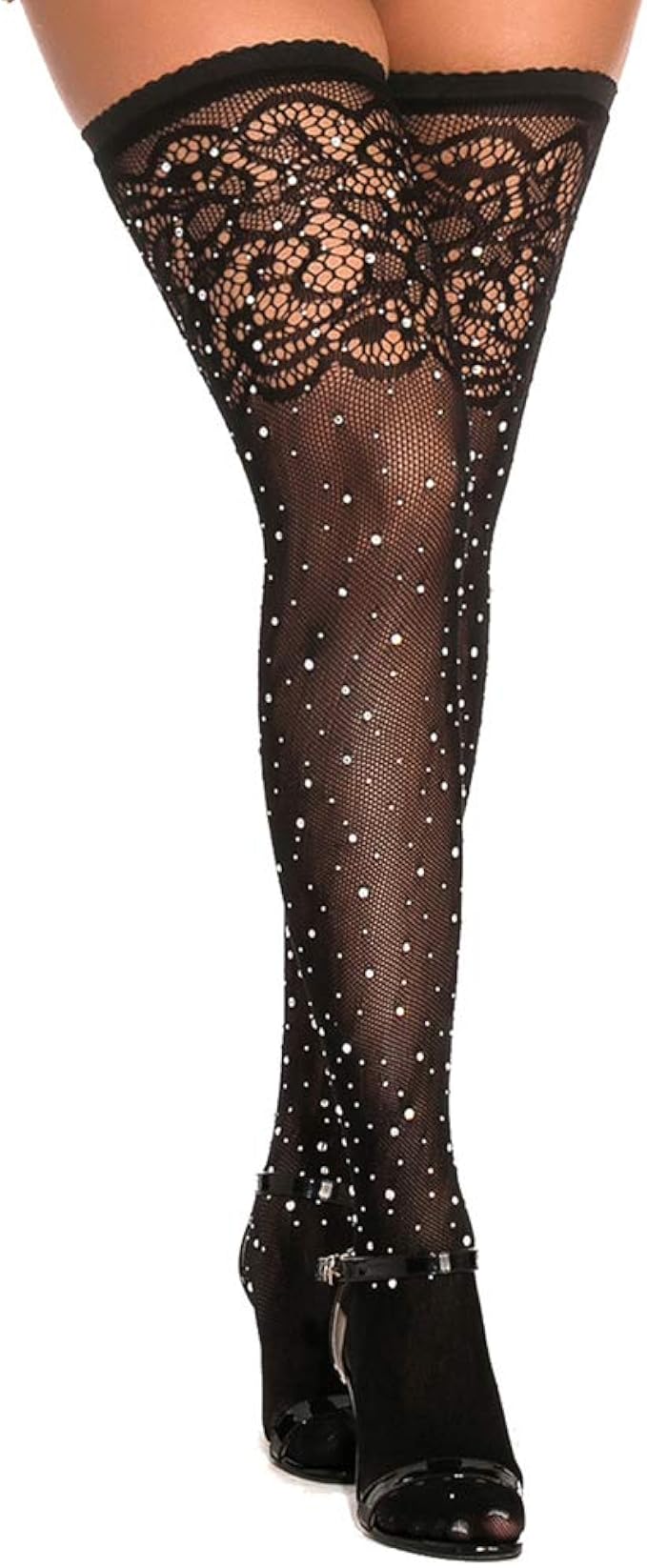 fishnet thigh high heels