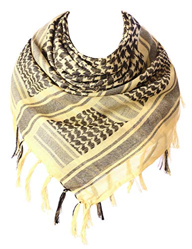 ChinFun 100% Cotton Keffiyeh Tactical Desert Scarf Military Arab Scarf Wrap Shemagh (Yellow) - Thumbnail 3